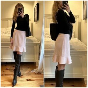 J.Crew Pink Drapey Twill Flare Mini Skirt Ruffle Hem Size 2